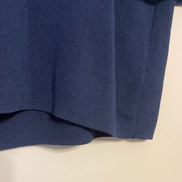 Talbots Womens Navy Blue Cotton Blend Elbow Bell Sleeve Sweater Petite Large NWT - Picture 9 of 10